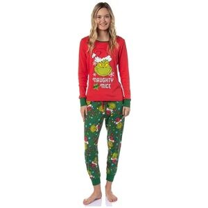 Women’s The Grinch Round Neck Long Sleeve 2pc Pajama Pant Set Size XXL NEW